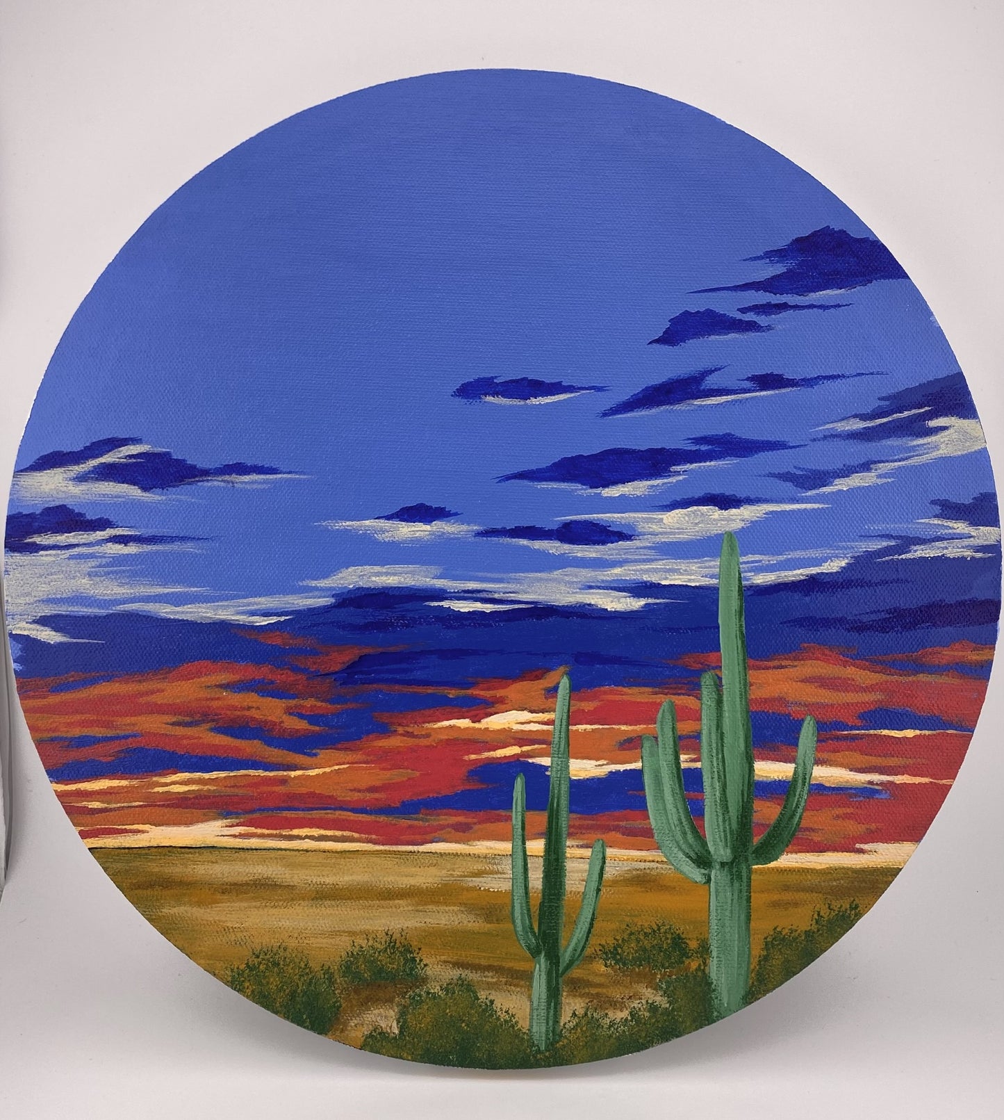 "Arizona Desert Landscape", Acrylic on Canvas, 12" W x 12" H x 0.75" D, Signed
