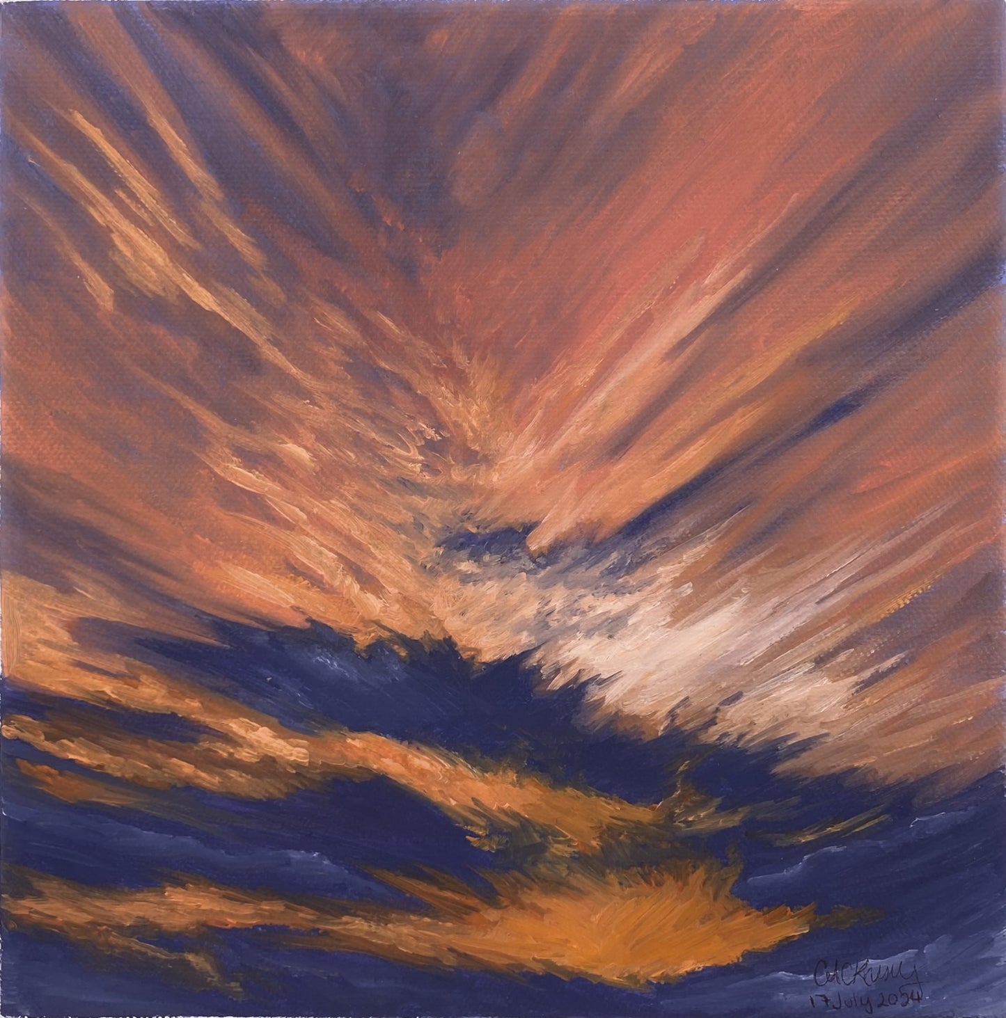 "New Mexico Sky Scrape", Oil On Canvas, 8"x 8", Signed