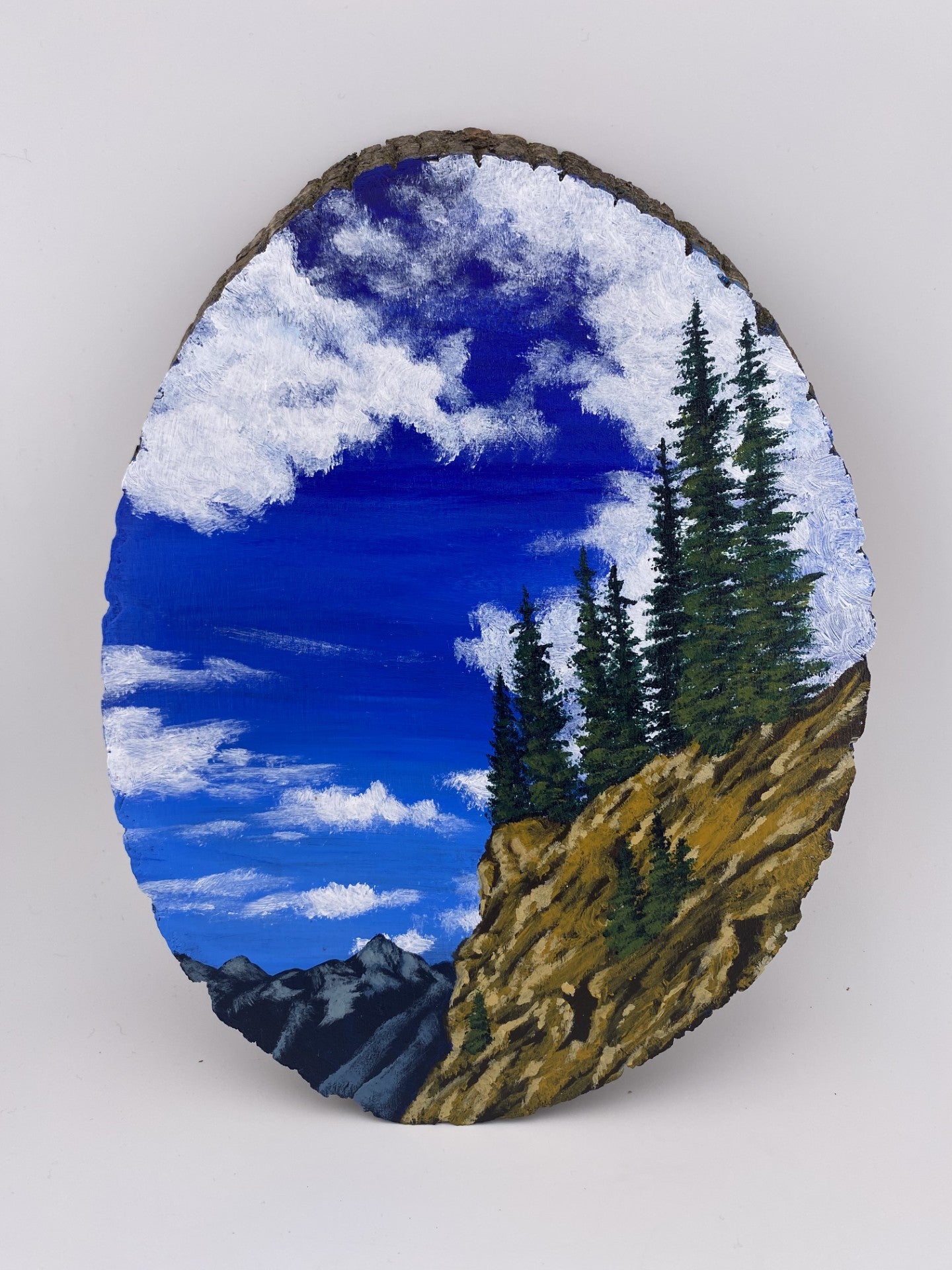 "Colorado Scenic Drive", Acrylic On Wood, 7.12" W x 9.75" H x 0.62" D, Signed